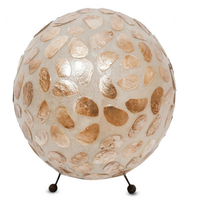 Настольная лампа из перламутра на металлическом каркасе Indonesian Circle