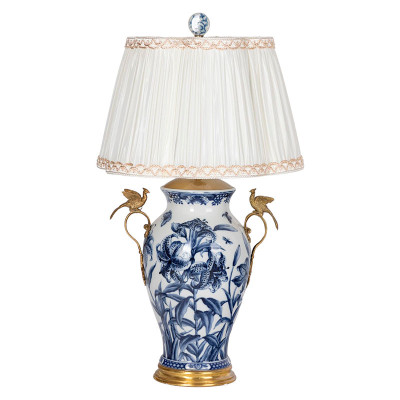 Настольная лампа лилия с бронзовыми элементами Lily