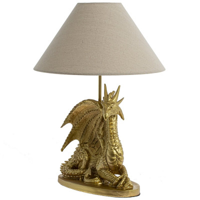 Настольная лампа с абажуром Дракон Golden Dragon Lamp Beige
