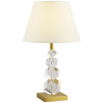 Настольная лампа с абажуром и основанием из хрусталя Neri Crystal Cubes Brass Table Lamp