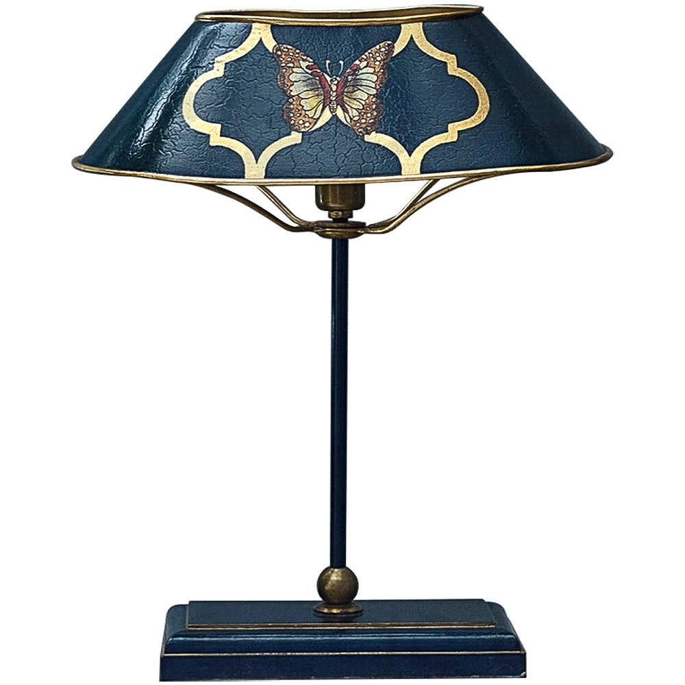 Настольная лампа с абажуром из металла Chinoiserie Butterfly Table Lamp Blue