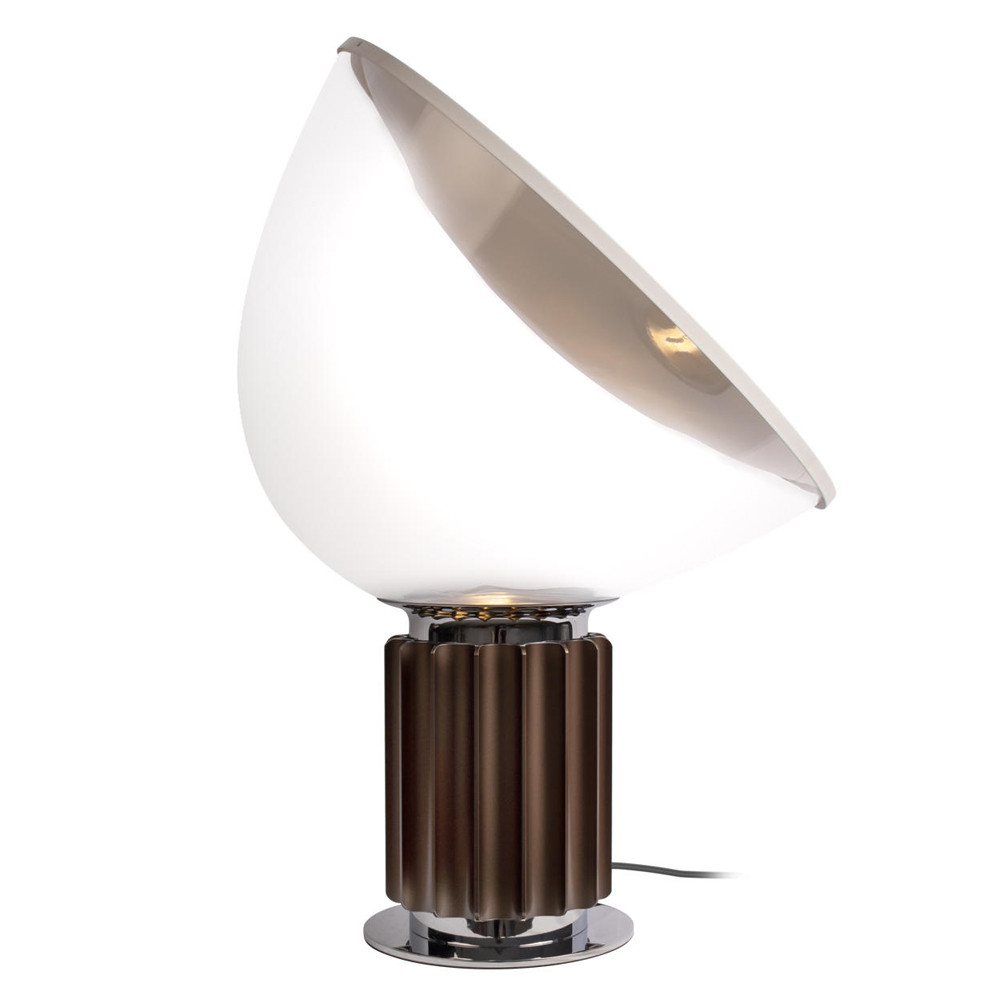 Настольная лампа с прозрачным стеклянным плафоном и рифленым металлическим основанием Высота 64 см Aurora Elegance