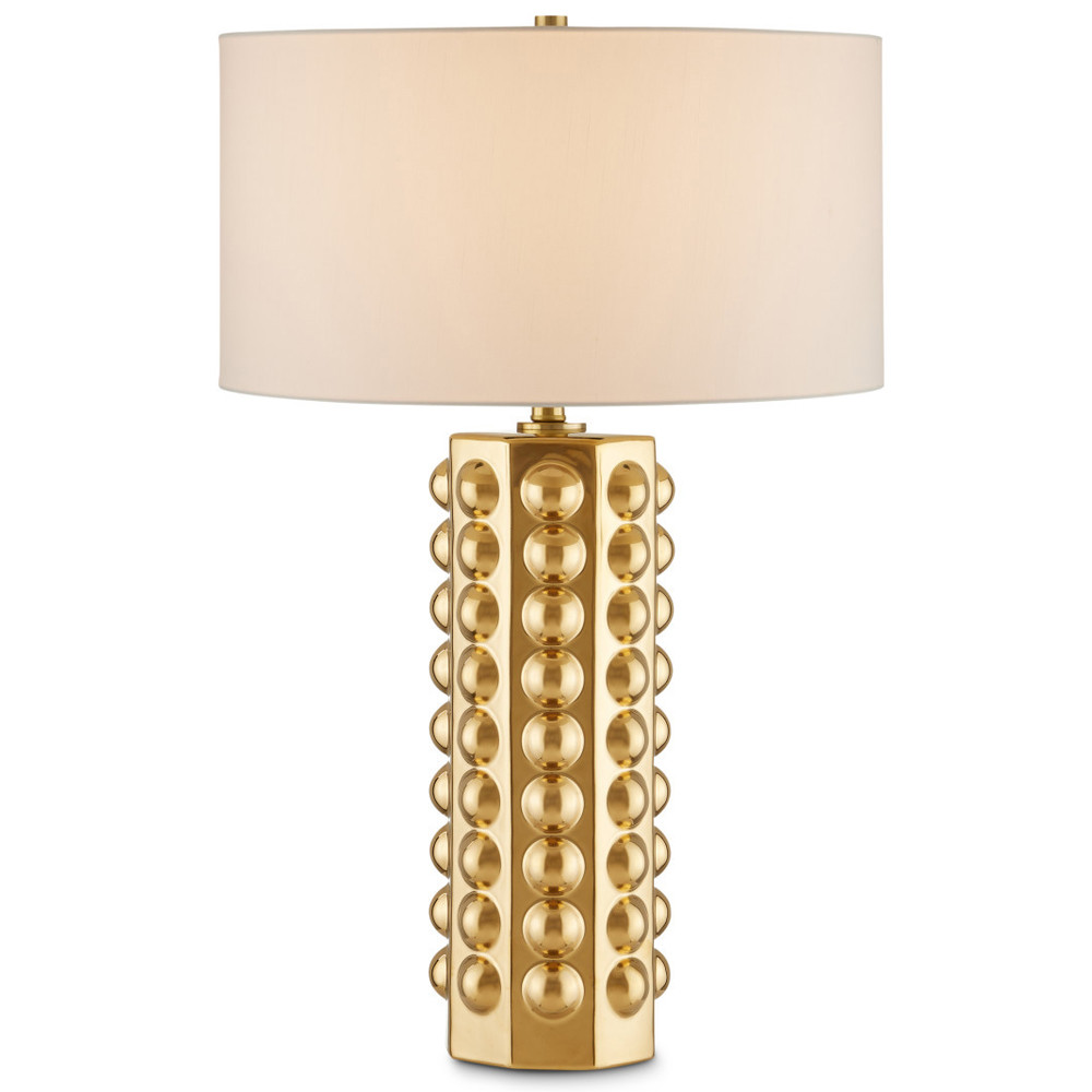 Настольная лампа с фактурным корпусом и тканевым цилиндрическим абажуром Catchy Profile