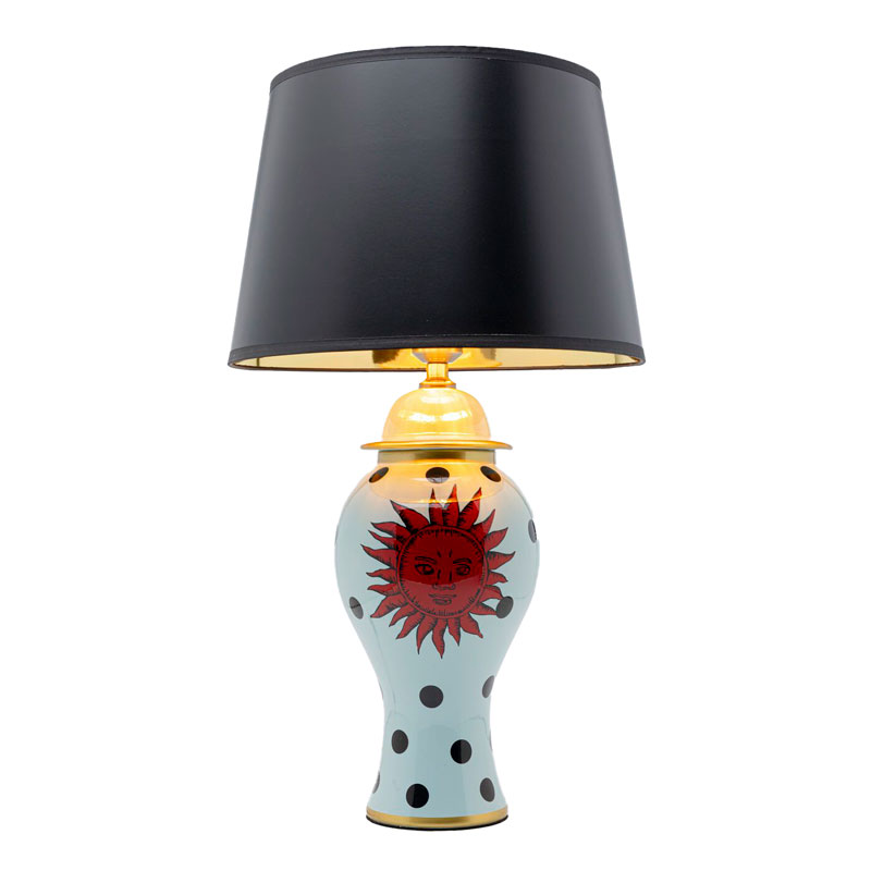 Настольная лампа с черным абажуром Red sun