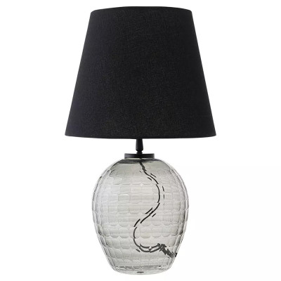 Настольная лампа с черным тканевым абажуром и фактурным прозрачным основанием Black Cone