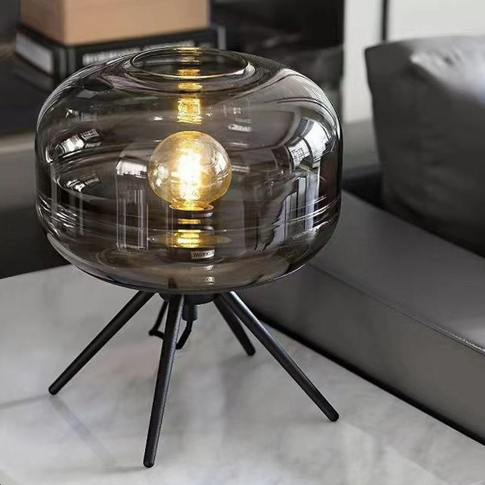 Настольная лампа светодиодная с серым стеклянным плафоном Gentle Light