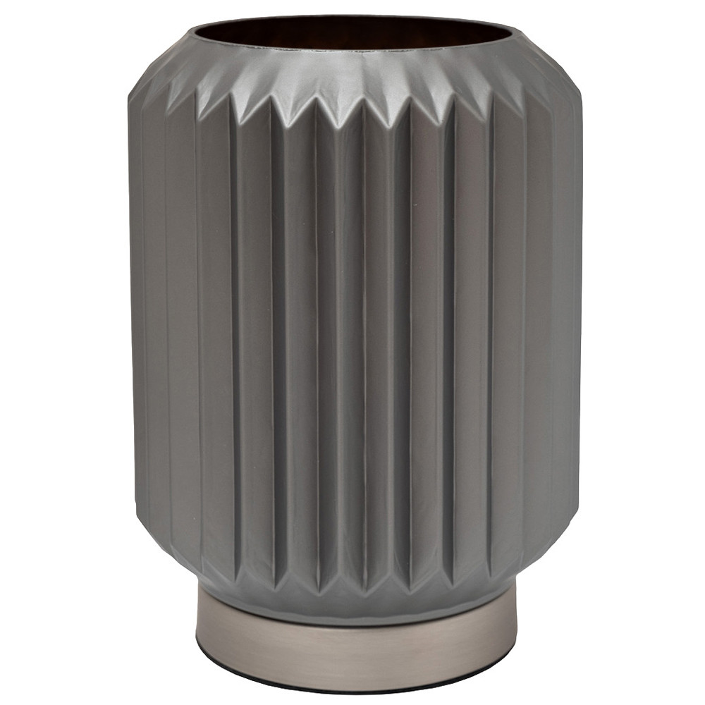 Настольная лампа стеклянная фактурная серого цвета  Smoky Corrugated Lamp