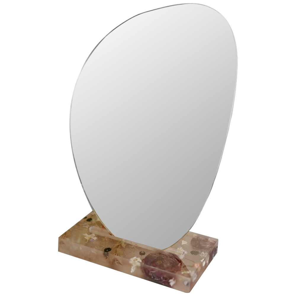 Настольное зеркало с подставкой из эпоксидной смолы с цветами Epoxy Resin Flowers Mirror