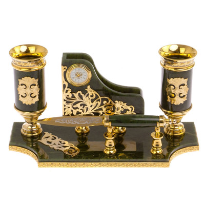 Настольный письменный набор из нефрита с ножом для бумаг в подарочной коробке Maecenas