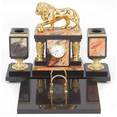 Настольный письменный набор из яшмы и долерита с декором виде льва Manager Organizer