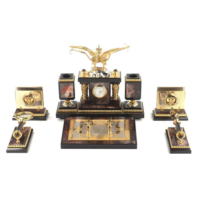 Настольный письменный набор из яшмы и долерита с декором Двуглавый орел Manager Organizer