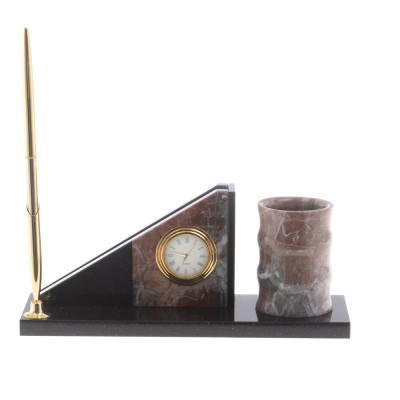 Настольный письменный набор из яшмы с часами Manager Organizer
