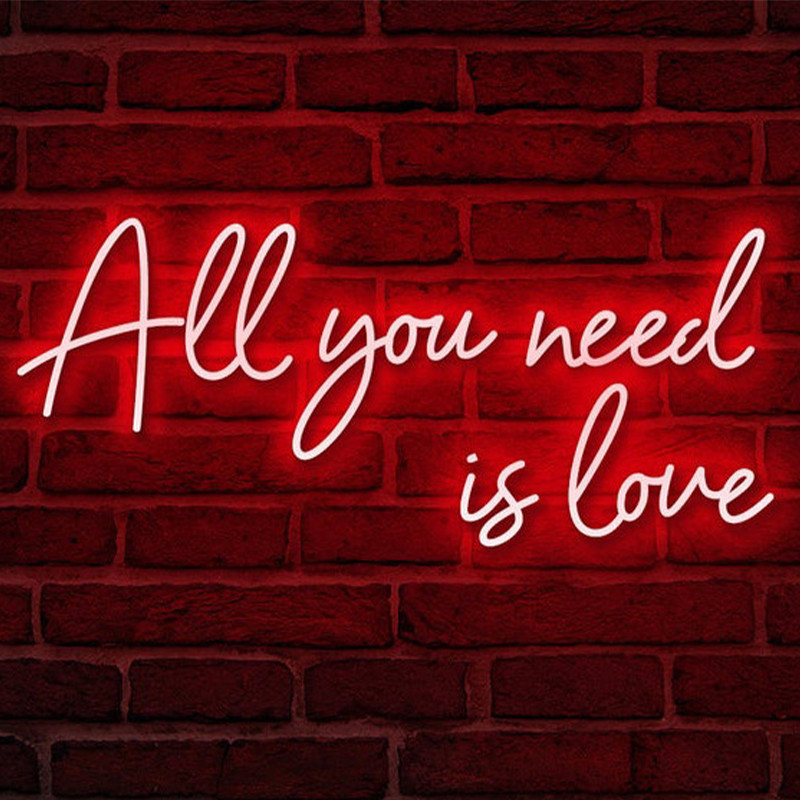 Неоновая настенная лампа All You Need is Love Neon Wall Lamp Красный
