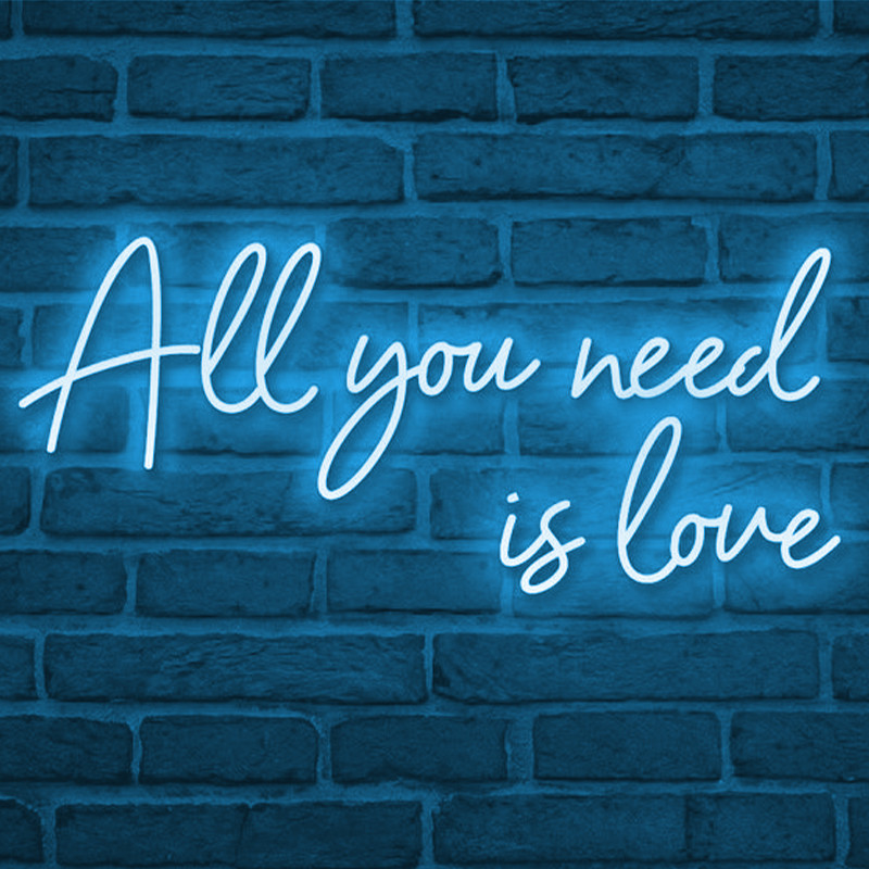 Неоновая настенная лампа All You Need is Love Neon Wall Lamp Синий