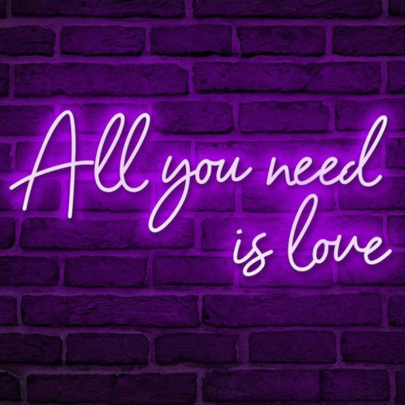 Неоновая настенная лампа All You Need is Love Neon Wall Lamp Фиолетовый