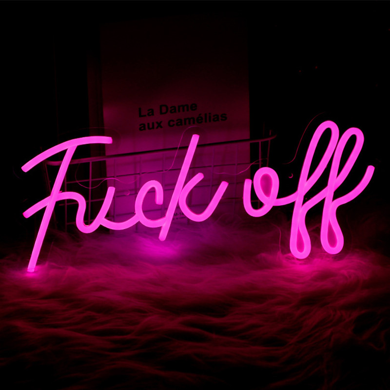 Неоновая настенная лампа Fuck Off Neon Wall Lamp Розовый