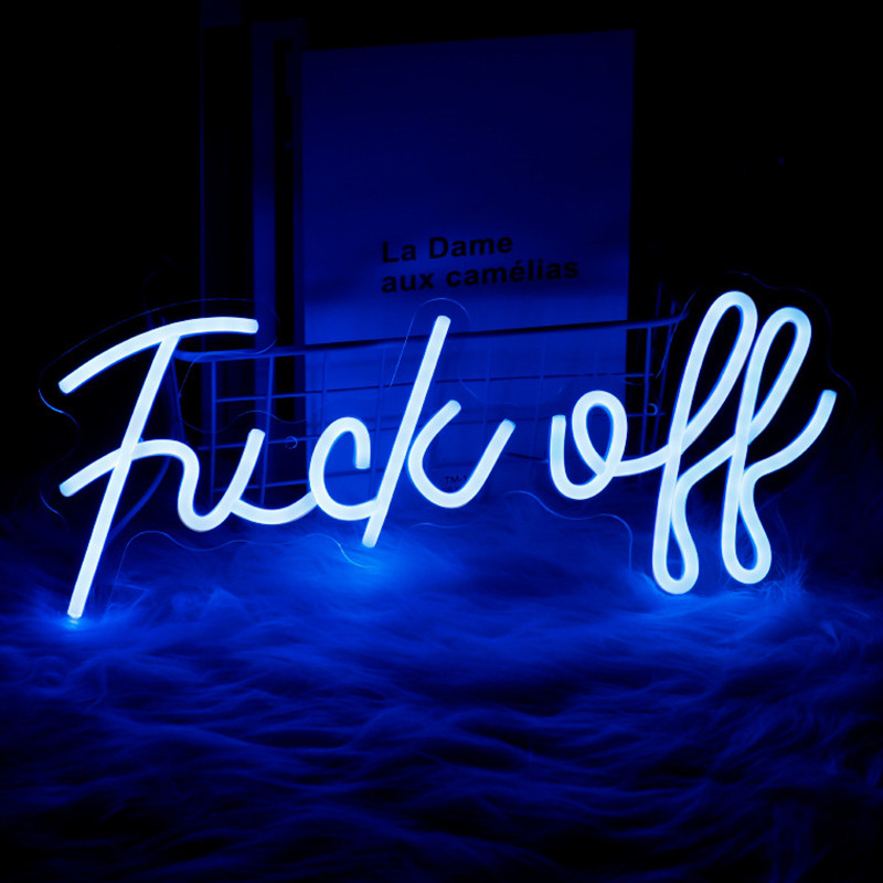 Неоновая настенная лампа Fuck Off Neon Wall Lamp Синий