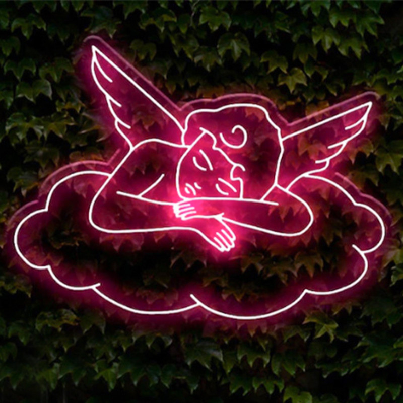 Неоновая настенная лампа Sleeping Angel Neon Wall Lamp Розовый