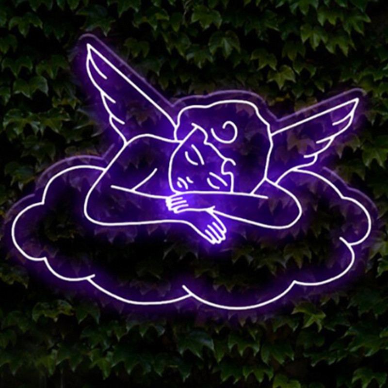 Неоновая настенная лампа Sleeping Angel Neon Wall Lamp Фиолетовый