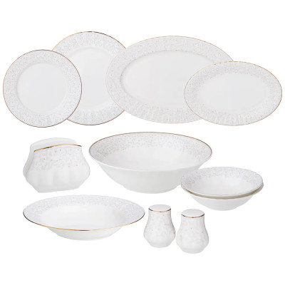 Обеденный сервиз белого цвета из фарфора на 6 персон 26 предметов Floral Charm