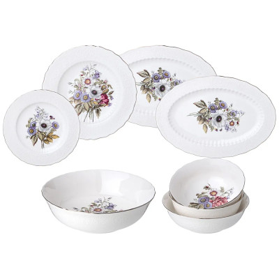 Обеденный сервиз из фарфора с рисунком цветов на 6 персон 23 предмета Garden Whisper Porcelain Set