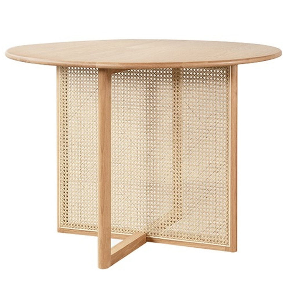 Обеденный стол круглый с плетёным основанием из ротанга Soda Dinning Table