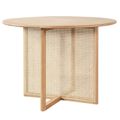 Обеденный стол круглый с плетёным основанием из ротанга Soda Dinning Table