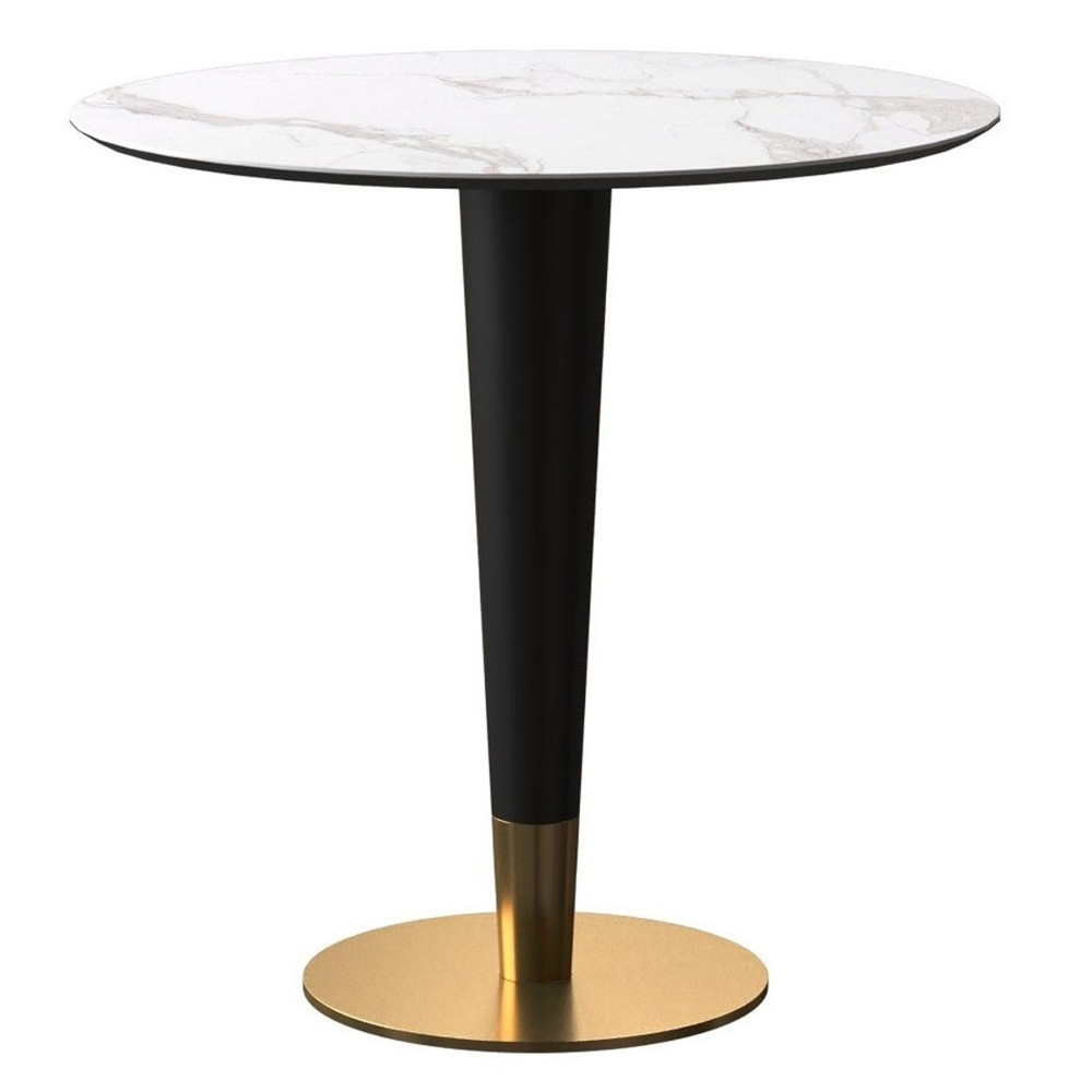 Обеденный стол с круглой каменной столешницей Brass Dinner Table