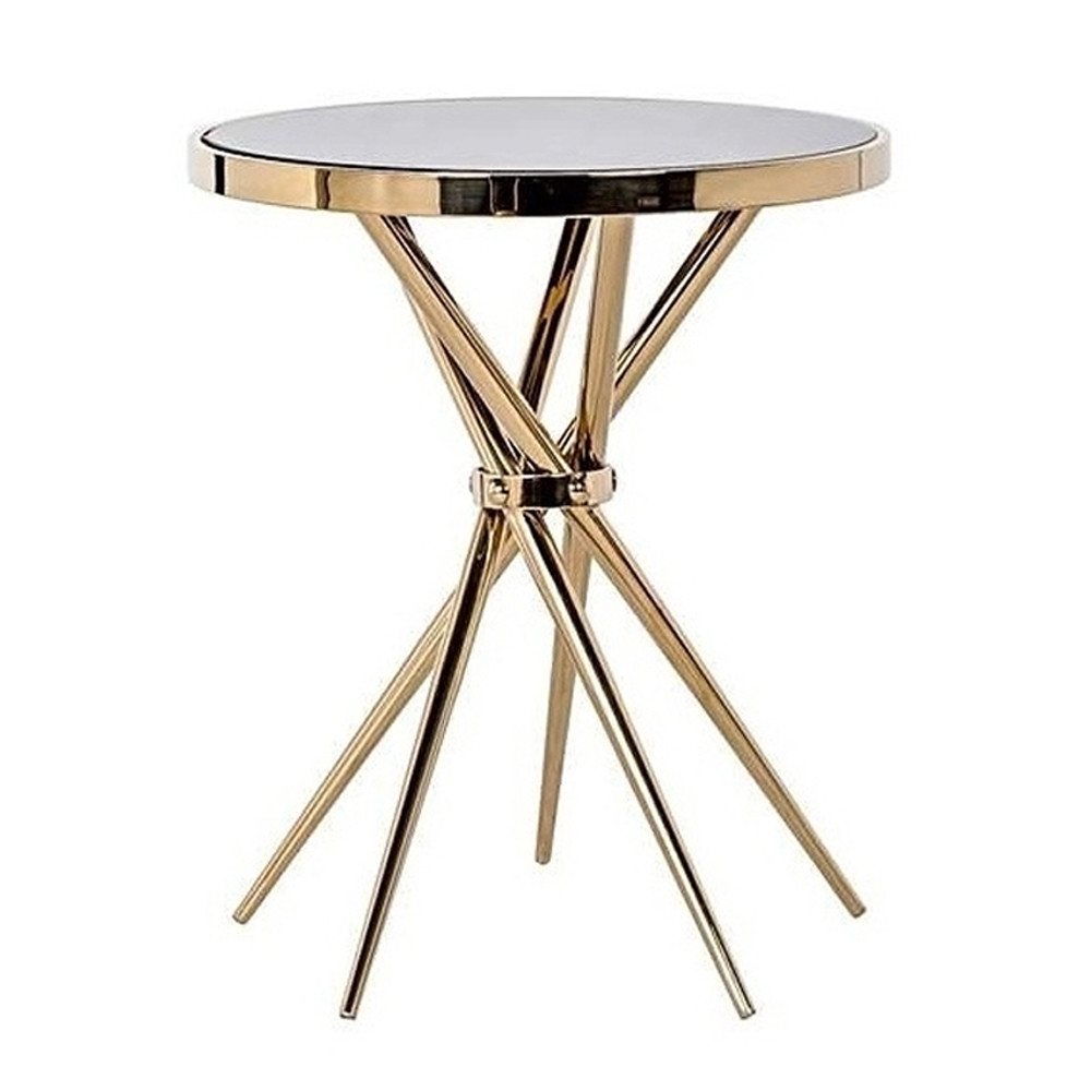 Обеденный стол с чёрной круглой столешницей на золотых ножках Rive Gauche Table