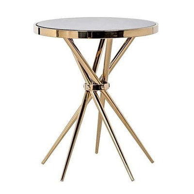 Обеденный стол с чёрной круглой столешницей на золотых ножках Rive Gauche Table