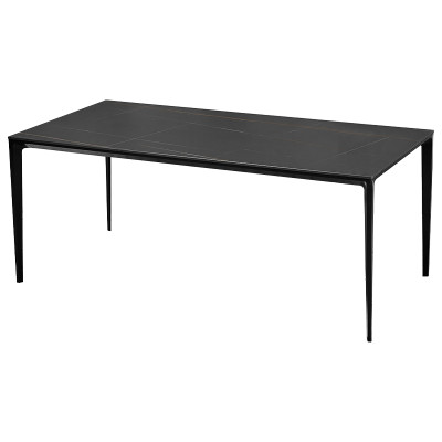 Обеденный стол чёрный с каменной столешницей Benton Dinner Table