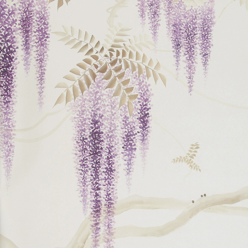 Обои в японском стиле Wisteria Colourway SC-247 on Natural Mica metallic silk