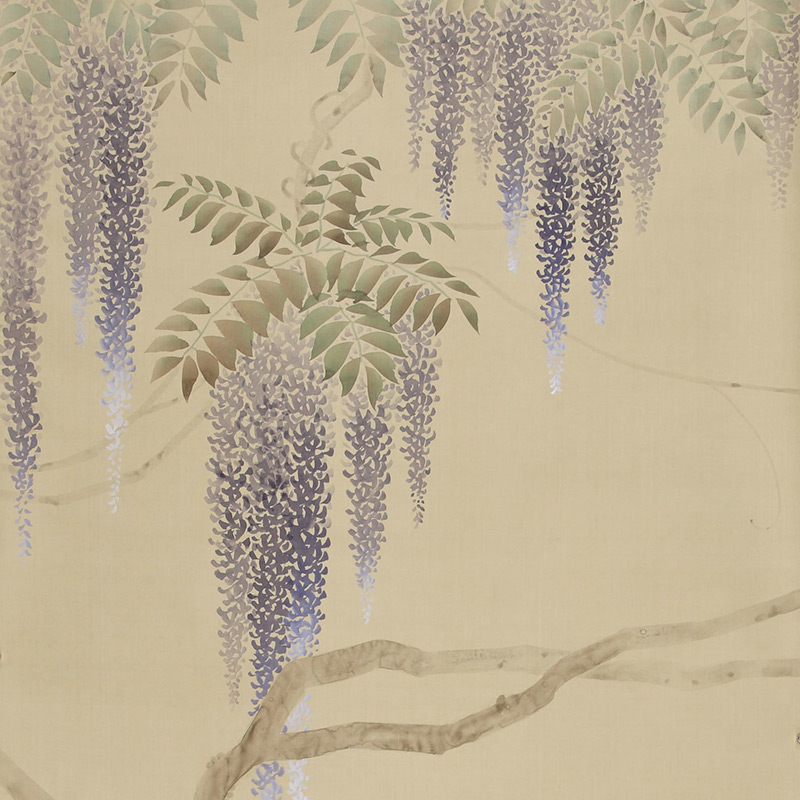 Обои в японском стиле Wisteria Original colourway on Raw Silk dyed silk