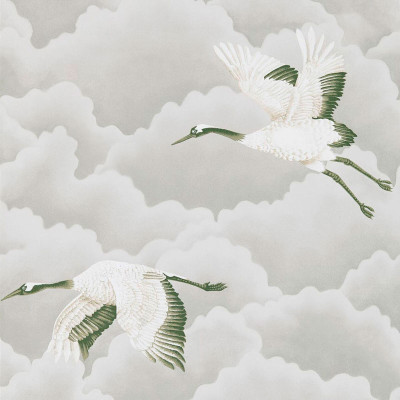 Обои в Японском стиле ручная роспись Cranes In Flight Platinum