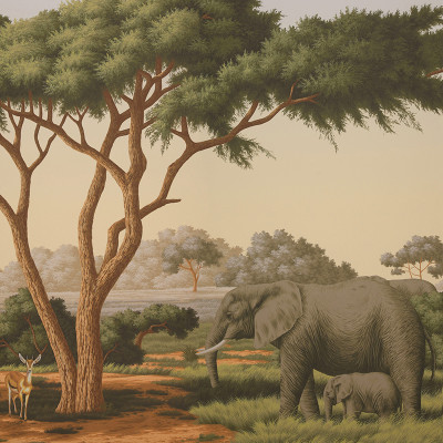 Обои ручная роспись African Savannah Amarelo on scenic paper