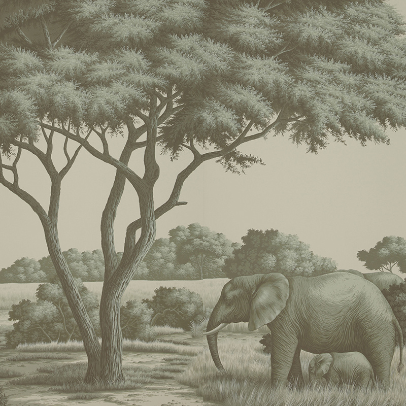 Обои ручная роспись African Savannah Crystal Grey on scenic paper