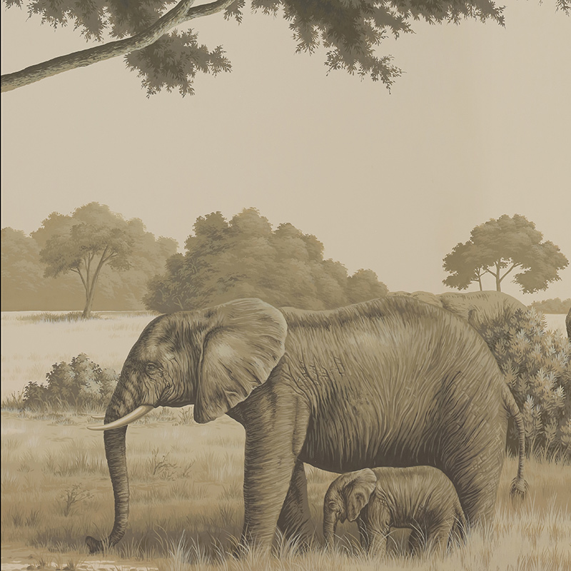 Обои ручная роспись African Savannah Terre Fonce on scenic paper