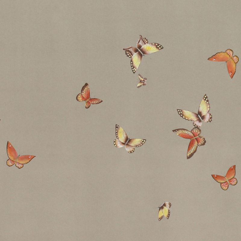 Обои ручная роспись Butterflies Echo on dyed paper