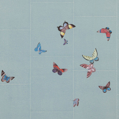 Обои ручная роспись Butterflies Icarus on Azure India tea paper