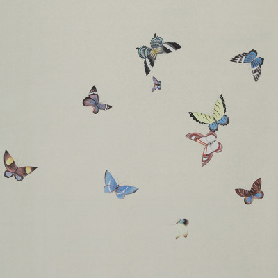 Обои ручная роспись Butterflies Icarus on Rose Shadow metallic silk