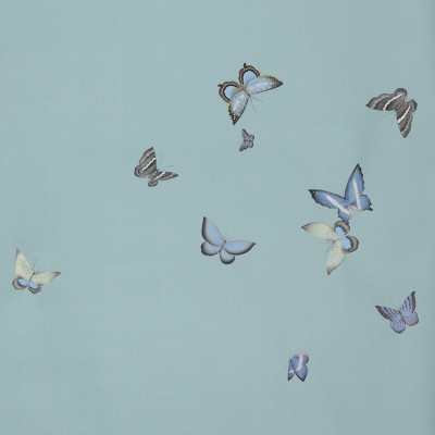 Обои ручная роспись Butterflies Special Colourway on Duck Egg dyed silk