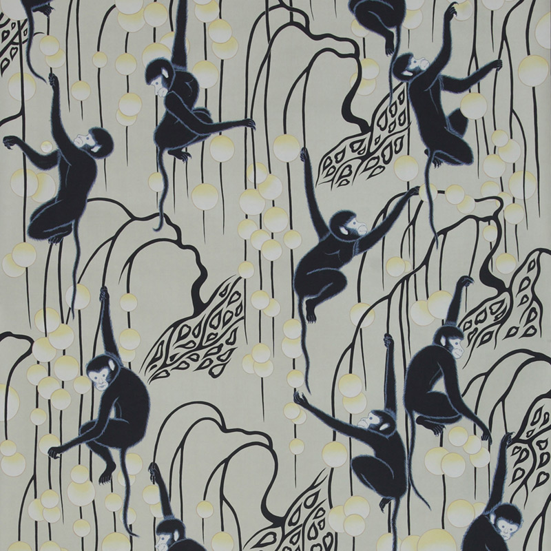 Обои ручная роспись Deco Monkeys Terracotta on Icefield dyed silk