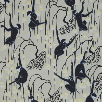 Обои ручная роспись Deco Monkeys Terracotta on Icefield dyed silk