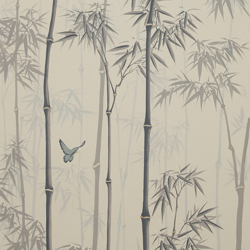 Обои ручная роспись Distant Bamboo Special Colourway on white dyed paper