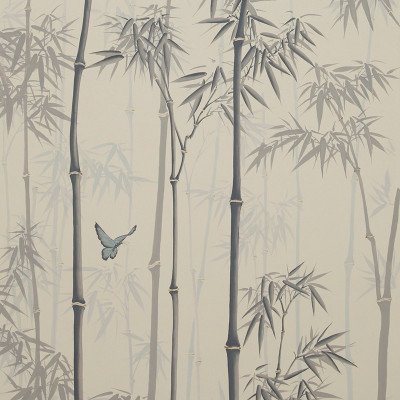 Обои ручная роспись Distant Bamboo Special Colourway on white dyed paper