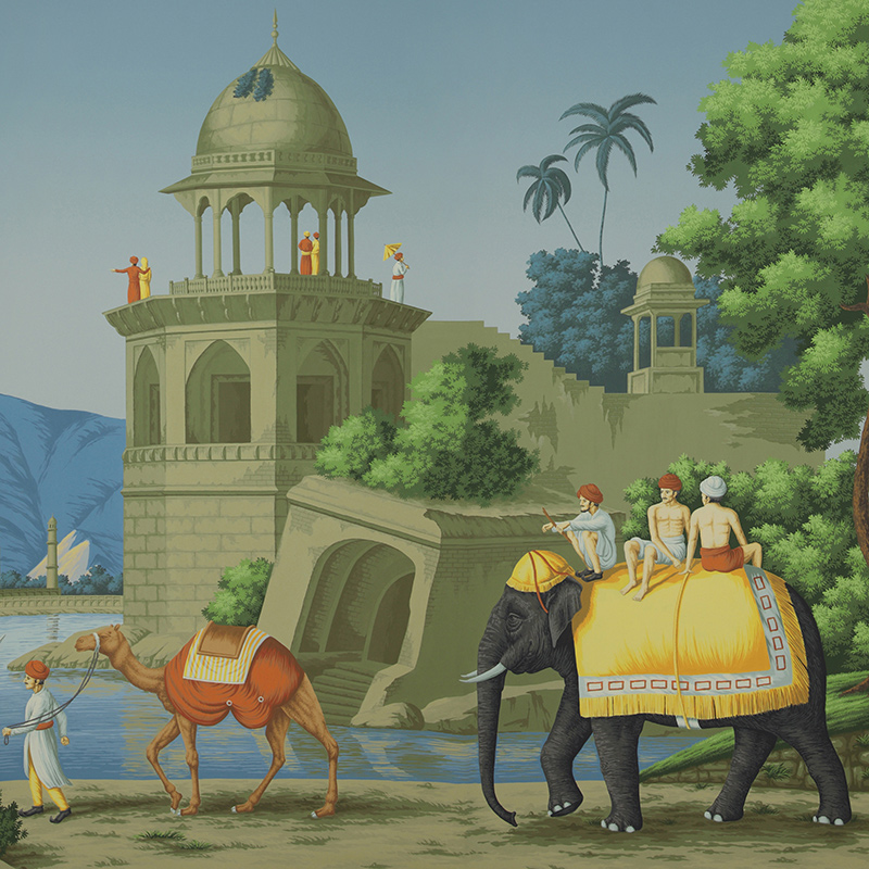 Обои ручная роспись Early Views of India Dufour on scenic paper