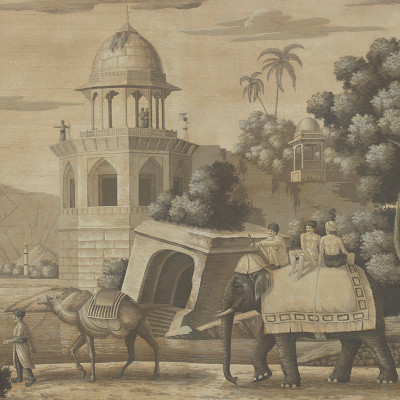 Обои ручная роспись Early Views of India Eau Forte on antique scenic Xuan paper
