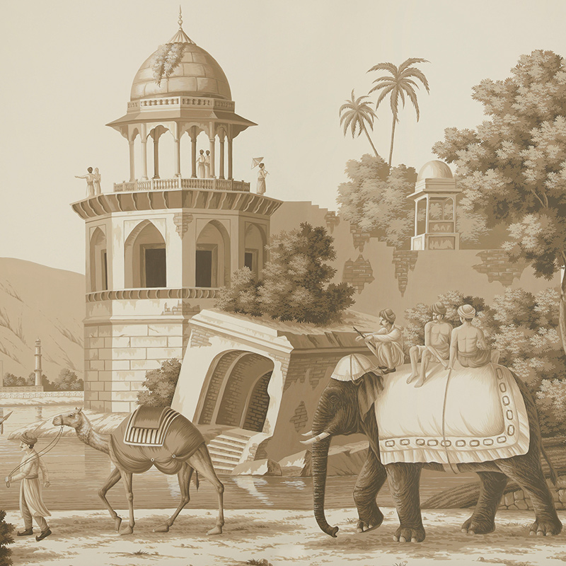 Обои ручная роспись Early Views of India Sepia on scenic paper