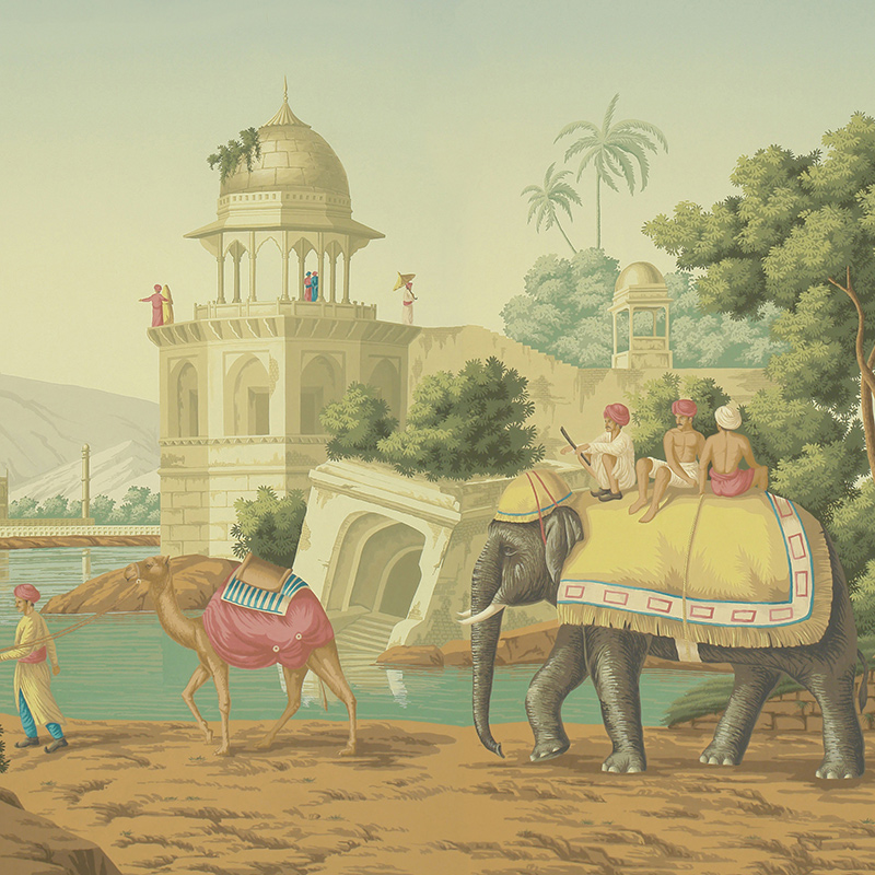 Обои ручная роспись Early Views of India Verdoyant on scenic paper