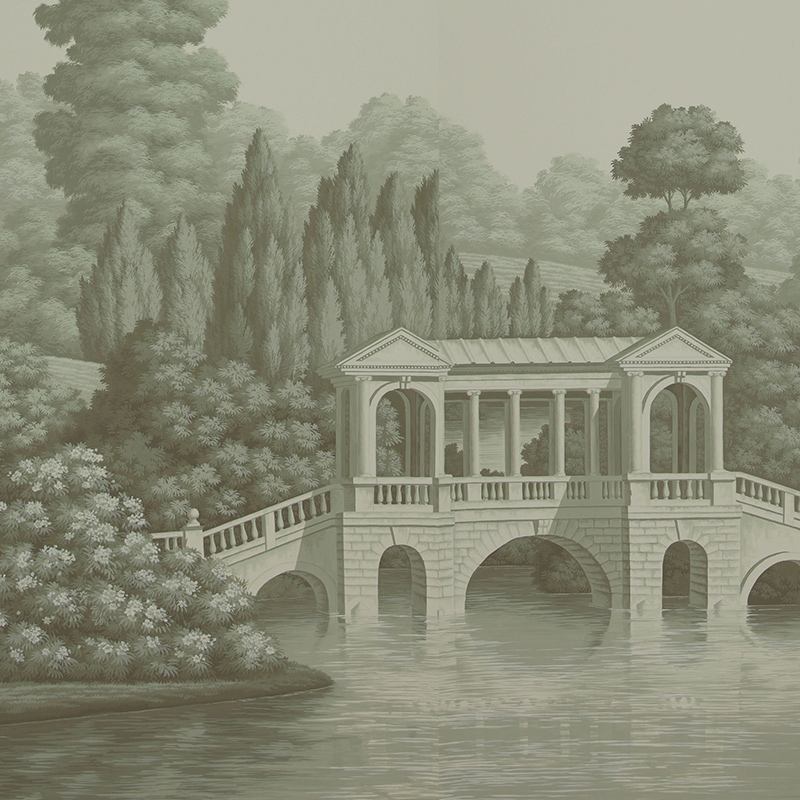 Обои ручная роспись English Landscape Crystal Grey on scenic paper